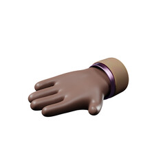 Hand of realistic 3d design in cartoon style. Transparent PNG