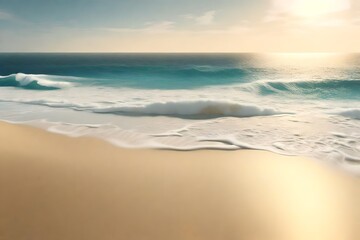  Beach scene with golden sands and a shimmering ocean, setting the stage for a serene banner background 