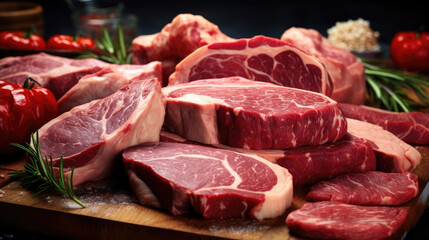 Prime Meat Steaks: Angus, T-Bone, Ribeye, Striploin, Tomahawk - Fresh Cuts at Supermarket