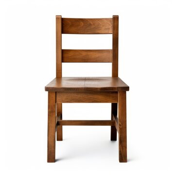 A simple wooden chair on a white background