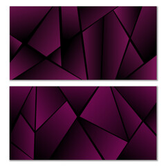 Abstract polygonal pattern. Set of two dark gradient polygonal backgrounds. Background design, cover, postcard, banner, wallpaper