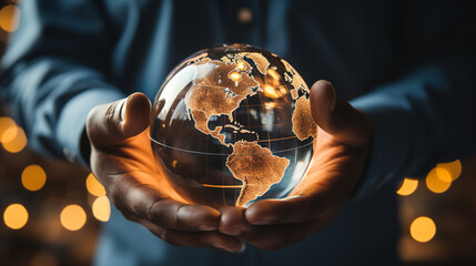 A diverse group of healthcare professionals, each holding a world globe, symbolizing global health coverage and cooperation - obrazy, fototapety, plakaty