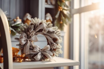 Beatiful traditional christmas wreath. Handmade Xmas decoration