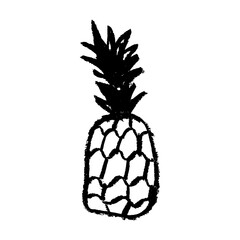 Pineapple drawing on transparent background. Ananas icon in trendy hand drawn doodle style. Black illustration for Pineapples label, organic badge, juice packaging design or website. Pineapple symbol.