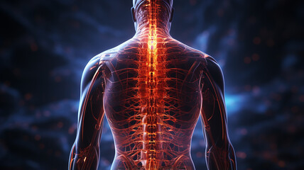 human anatomy with back - obrazy, fototapety, plakaty