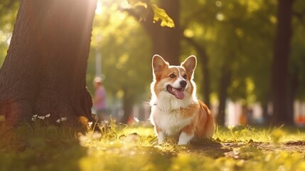 A dog enjoying nature in the shade of a tree