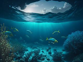 Obraz premium coral reef with fish and coral