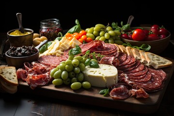 Plate with italian antipasti