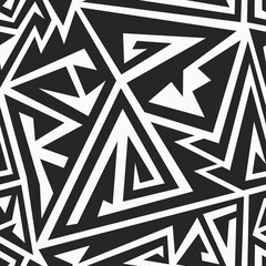 Monochrome maze seamless pattern
