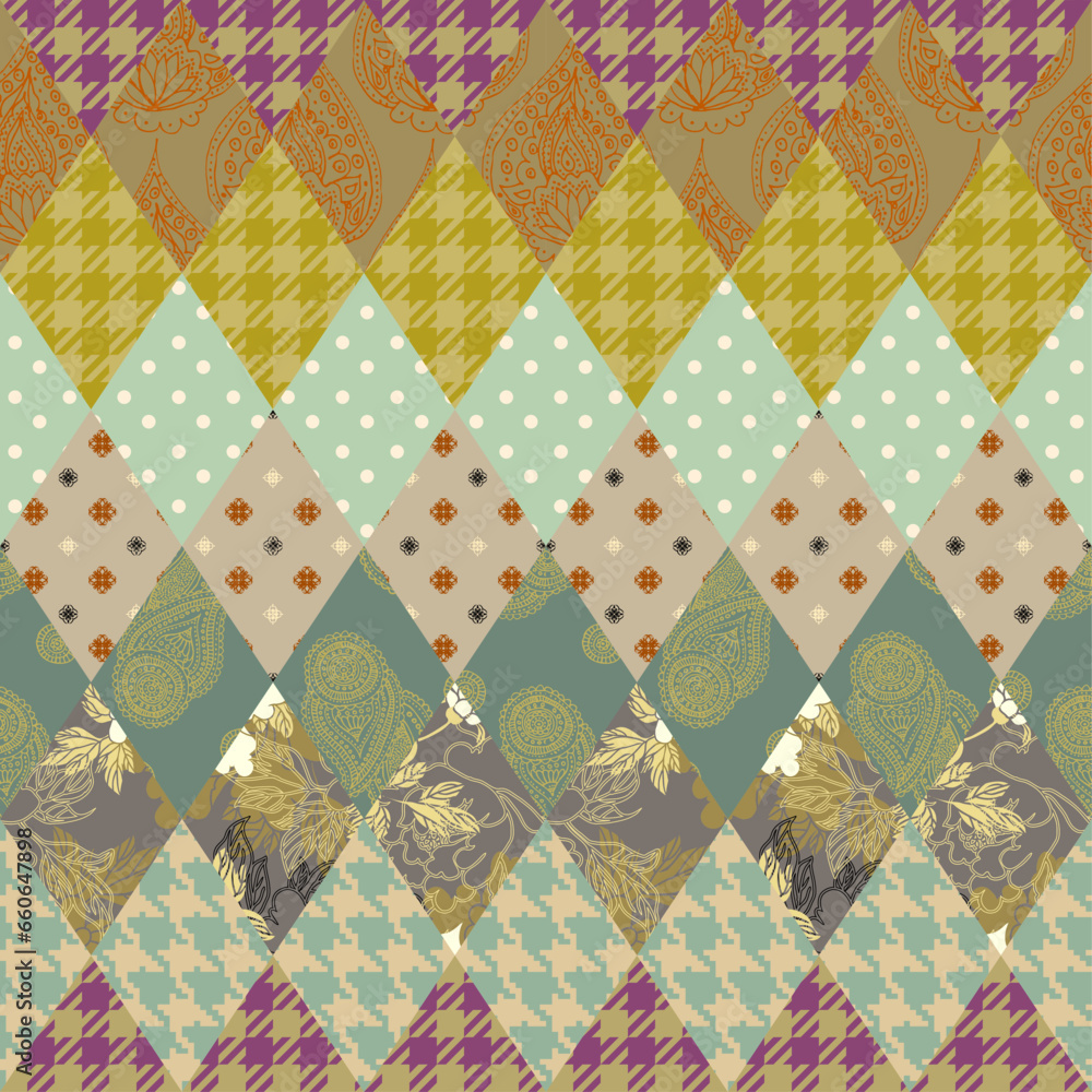Poster Argyle seamless vector pattern background. Pattern of a rhombuses. Patchwork atyle