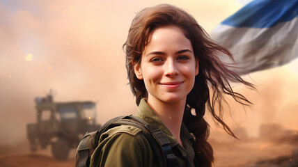 Smiling Young Female Soldier In Military Uniform