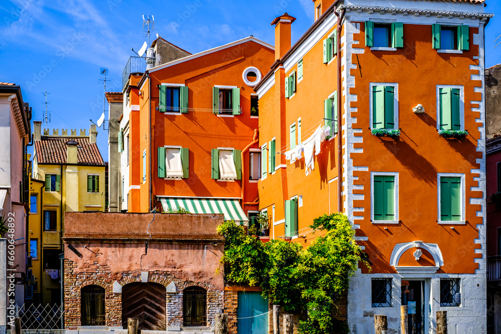 Poster famous old town of chioggia in italy