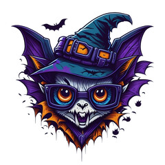 Magic Halloween a Bat Head Face Png Svg Clipart Design
