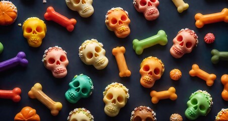 Top view of Halloween sweets funny sweets