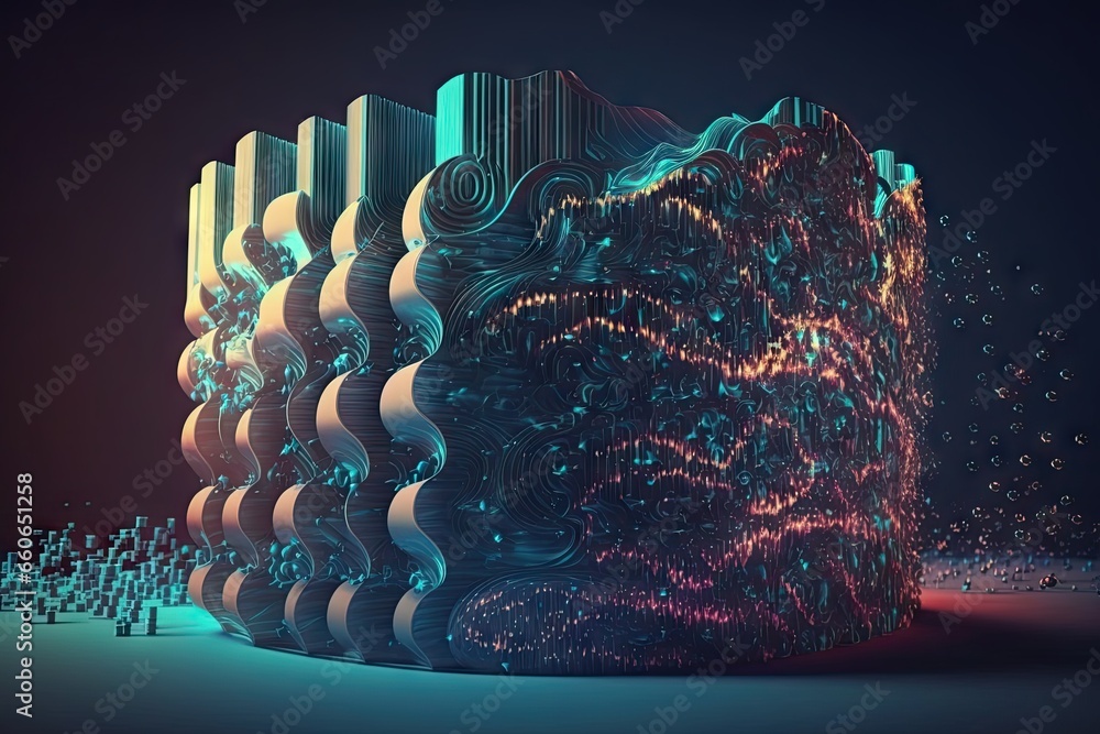 Poster abstract digital dark background with cube shape object