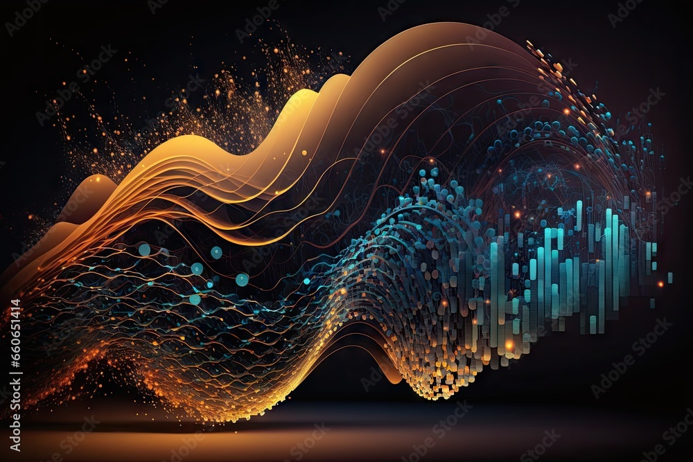 Poster abstract background with dynamic waves. futuristic technology style