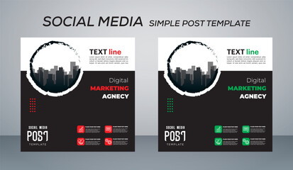Digital Marketing Social Media Post Template, Digital marketing agency, Square Flyer Template, Editable web Banner Post Template. - obrazy, fototapety, plakaty