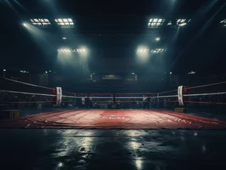 Foto op Canvas Epic empty boxing ring in the spotlight on the fight night AI © Vitalii But