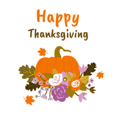 Happy Thanksgiving .  Card, invitation and banner template with   lettering text.Greeting card for Thanksgiving day celebration. Vector illustration.