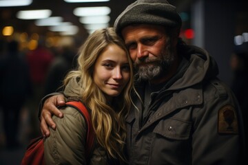 A moving image of a tearful goodbye at an airport, highlighting the complex blend of emotions when loved ones part