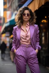 Fototapeta premium Woman standing on a city street