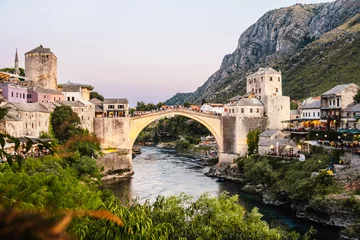 Photo sur Plexiglas Stari Most Historical Mostar Bridge known also as Stari Most or Old Bridge in Mostar, Bosnia and Herzegovina