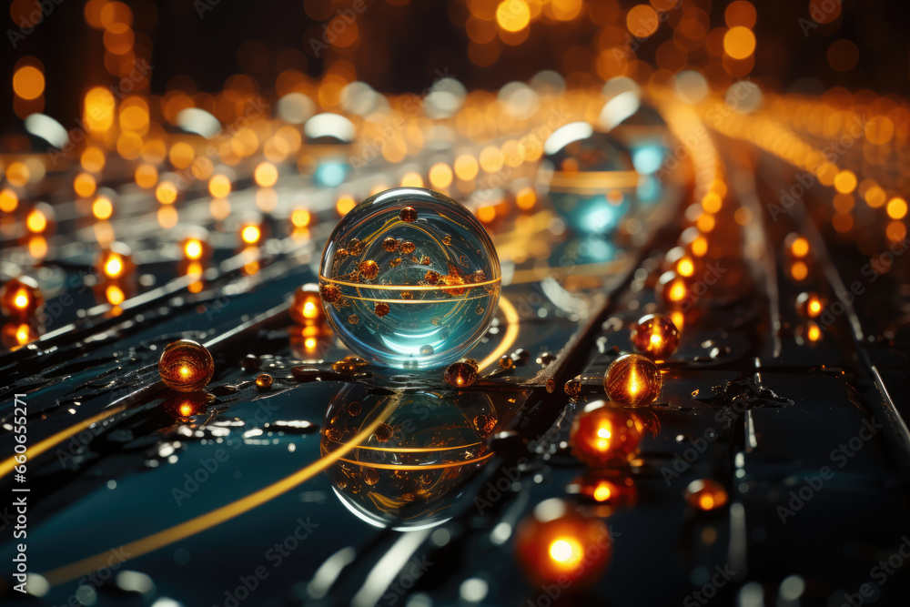 Poster a quantum observer effect experiment, highlighting the role of perception in shaping reality. genera