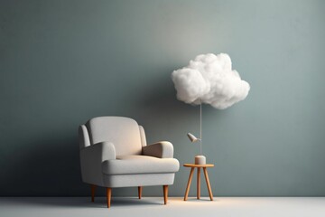 Minimalist Interior with Sofa and Cloud Lights