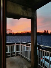 Sunsetting landscape and dramatic clouds