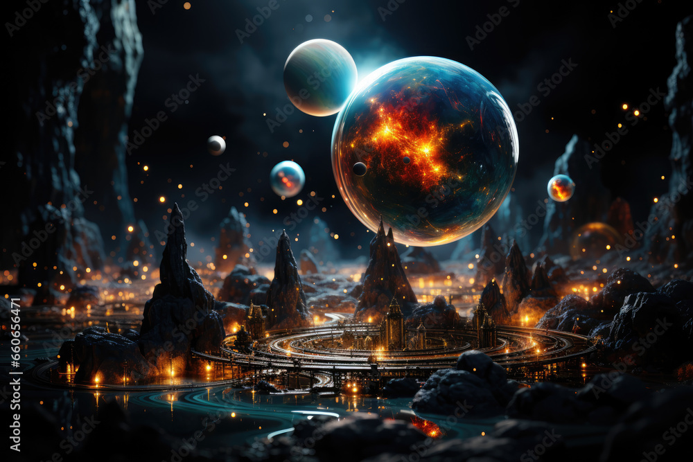 Aufkleber a depiction of a universe where matter exists in forms beyond our comprehension, pushing the boundar