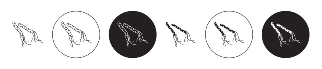 Fotobehang H. pylori bacteria Infection icon set. helicobacter infection vector symbol in black filled and outlined style. © Gopal