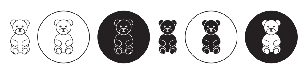 Fotobehang Soft toy icon set. bear teddy vector symbol. cuddly panda sign in black filled and outlined style. © Gopal