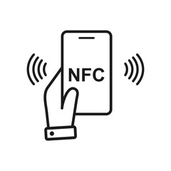 NFC technology. Hand holding card, smartphone, phone. Contactless, wireless payment. Contactless wireless pay. Near field communication