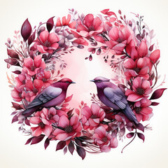 watercolor Valentines Day wreath clipart, Generative Ai