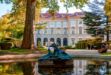 Liechtenstein City palace and gardens in autumn, Vienna, Austria - obrazy, fototapety, plakaty