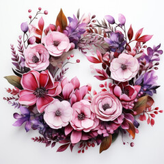 watercolor Valentines Day wreath clipart, Generative Ai