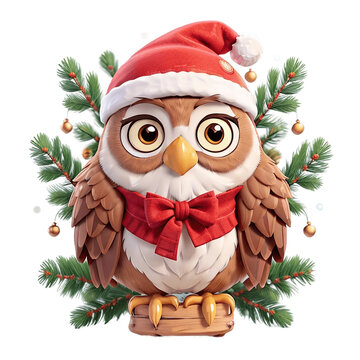 Christmas Owl Svg & Png Clipart Decor Ornament , Free Extra Owl Post Christmas Watercolor Owl Svg And Png For Sublimation Tumbler