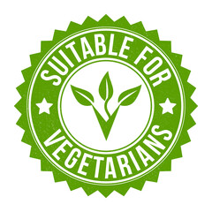 Suitable For Vegetarians Rubber Stamp, Leaf Badge, Sticker, Emblem, Vegetable Foods Design Element, Plants Food Packaging Label Seal, Product Label Design With Grunge Texture