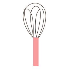 Simple pink whisk illustration vector drawing cartoon cooking baking utensil tool recipe symbol food icon