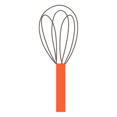 Simple red whisk illustration vector drawing cartoon cooking baking utensil tool recipe symbol food icon