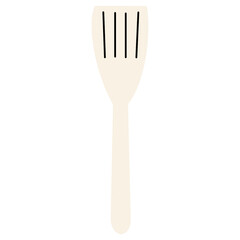 Simple white wooden spoon spatula illustration vector drawing cartoon cooking baking utensil tool recipe symbol food icon