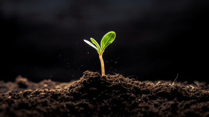 a sapling sprouts from the earth, symbolic of the power of life for a sustainable and climate-neutral life