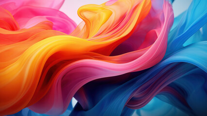 Obraz premium Colorful swirling liquids mixing together. 4K rendered wallpaper.