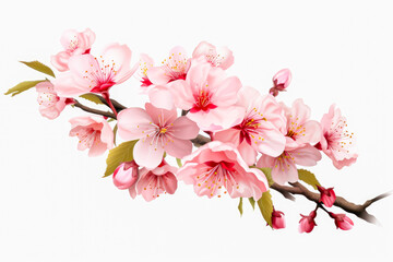 Obraz premium cherry blossom flower isolated on white background with clipping path.