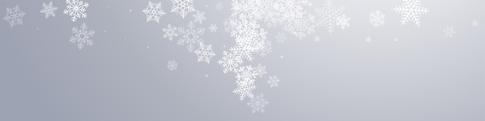 Fototapeta na wymiar Gray Snow Vector Gray Panoramic Background.
