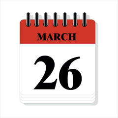 March 26 calendar date design