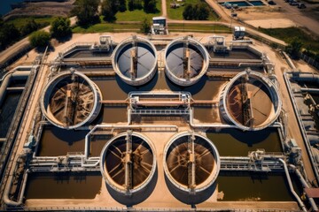 Fototapeta na wymiar An aerial view of a wastewater treatment facility
