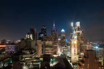 Aerial panoramic cityscape of Philadelphia financial downtown, Pennsylvania, USA. Philadelphia City...