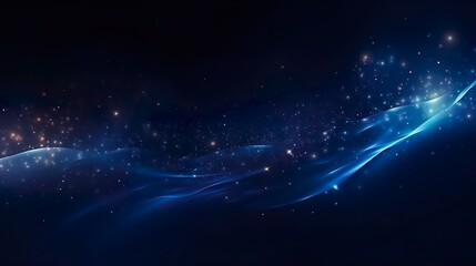 Dark Blue and Glowing Particle Abstract Background with Sparkling Elegance, Web Banner