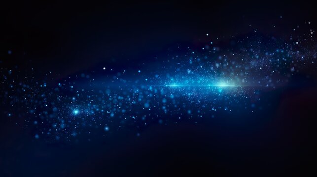 Dark Blue and Glowing Particle Abstract Background with Sparkling Elegance, Web Banner